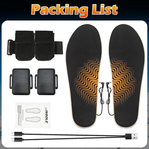 Heated Insoles, Rechargeable Foot Warmer with Battery, Plantar Fasciitis Insoles, Heavy Duty High Arch Support Orthotic Insoles for Plantar Fasciitis Pain Relief, Control Temperature, for Men Women, L in Saudi Arabia