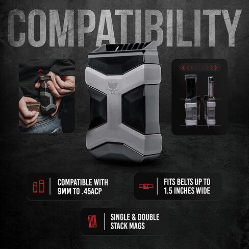 Gen 2 Universal Mag Carrier – Ambidextrous IWB/OWB Mag Pouch for Single & Double Stack Magazines. Fits Glock, 1911, S&W, Sig Sauer, Beretta & More. in Saudi Arabia