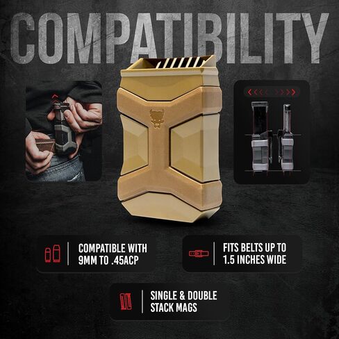 Universal Mag Carrier Gen 2, Single or Double Stack Mag Pouch, OWB or IWB Mag Holster, Ambidextrous, Mag Pouch for Belt, Fits Glock 9mm 1911 S&W Sig Sauer Beretta and More in Saudi Arabia