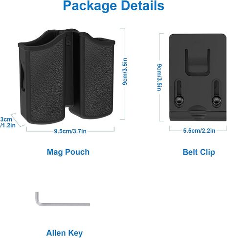Universal Double Magazine Holder - Lightweight and Durable Double Magazine Pouch for 9mm/.40/.357/.380 Calibers, Adjustable Mag Pouch for Glock, Taurus, Beretta, Sig, H&k, Cz, S&w, Colt (Belt Clip) in Saudi Arabia