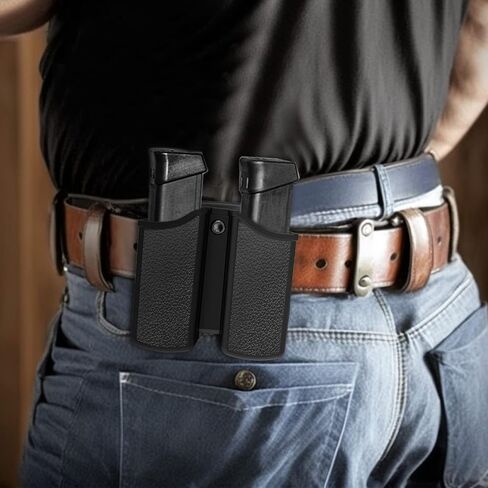 Universal Double Magazine Holder - Lightweight and Durable Double Magazine Pouch for 9mm/.40/.357/.380 Calibers, Adjustable Mag Pouch for Glock, Taurus, Beretta, Sig, H&k, Cz, S&w, Colt (Belt Clip) in Saudi Arabia