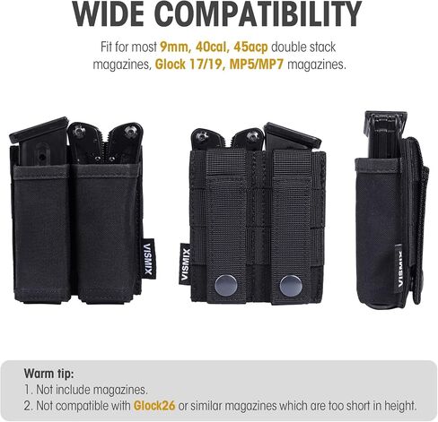 VISMIX Pistol Magazine Pouch, Double 9mm Mag Pouch with Quick Release Kydex Insert and MOLLE Compatible in Saudi Arabia