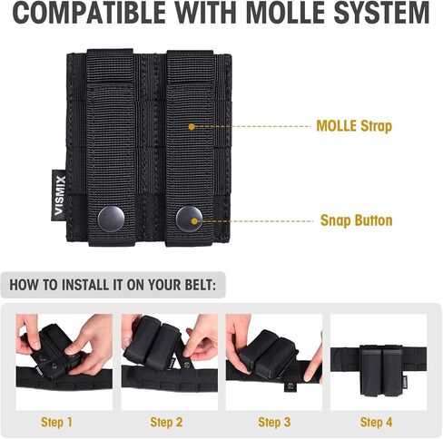 VISMIX Pistol Magazine Pouch, Double 9mm Mag Pouch with Quick Release Kydex Insert and MOLLE Compatible in Saudi Arabia