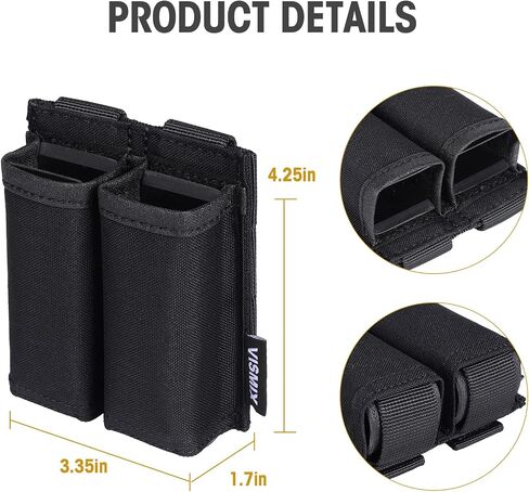 VISMIX Pistol Magazine Pouch, Double 9mm Mag Pouch with Quick Release Kydex Insert and MOLLE Compatible in Saudi Arabia