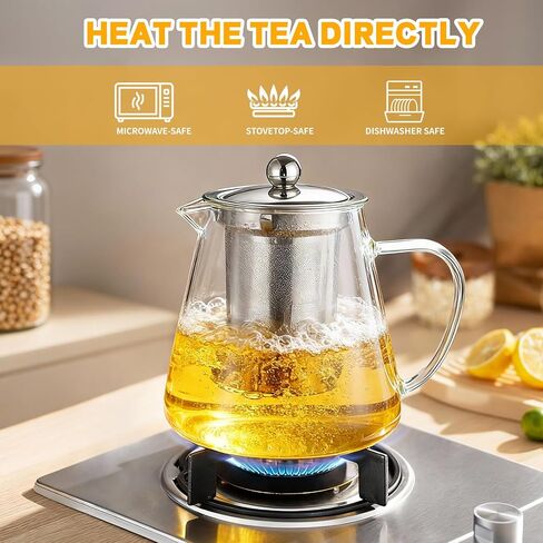 Glass Teapot with Stainless Steel Infuser, Borosilicate Glass Tea Maker, Stovetop Safe (550ML) in Saudi Arabia