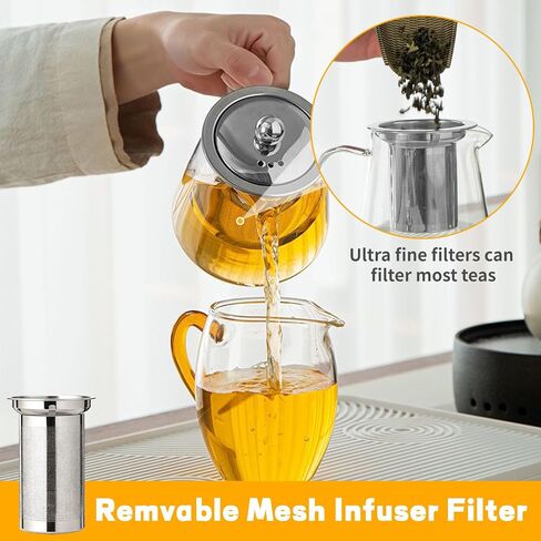 Glass Teapot with Stainless Steel Infuser, Borosilicate Glass Tea Maker, Stovetop Safe (550ML) in Saudi Arabia