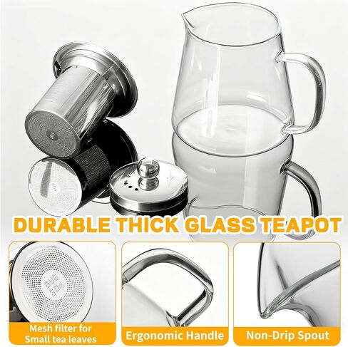 Glass Teapot with Stainless Steel Infuser, Borosilicate Glass Tea Maker, Stovetop Safe (550ML) in Saudi Arabia