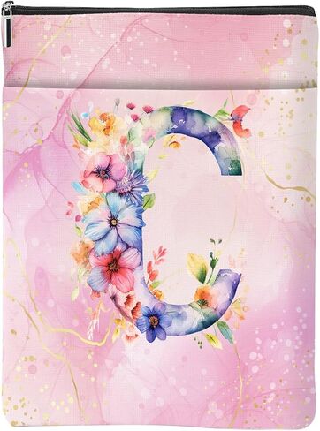 Aesthetic Flower Initial E Monogrammed Personalized Gifts for Women Bookish Gifts Book Sleeve Book Pouch Protector Cover for Paperbacks Reading Accessories for Reader Bridesmaid Wedding, Pink in Saudi Arabia
