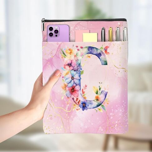 Aesthetic Flower Initial E Monogrammed Personalized Gifts for Women Bookish Gifts Book Sleeve Book Pouch Protector Cover for Paperbacks Reading Accessories for Reader Bridesmaid Wedding, Pink in Saudi Arabia