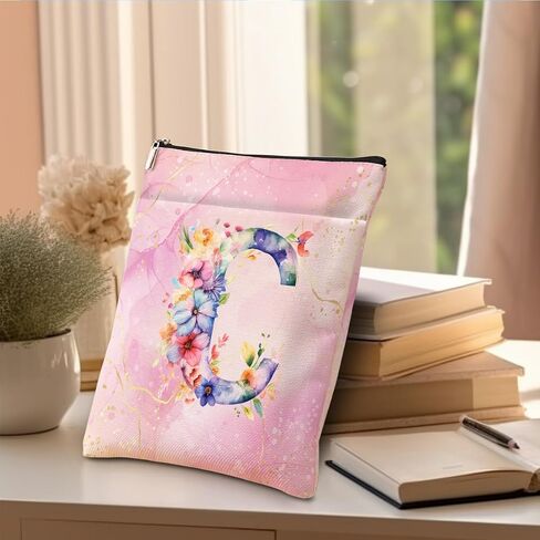Aesthetic Flower Initial E Monogrammed Personalized Gifts for Women Bookish Gifts Book Sleeve Book Pouch Protector Cover for Paperbacks Reading Accessories for Reader Bridesmaid Wedding, Pink in Saudi Arabia