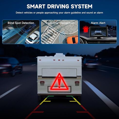 كاميرا احتياطية Wirleess - كاميرا احتياطية Rv مع تنبيه BSD - كاميرا احتياطية للرؤية الليلية للشاحنة.Rv مع شاشة 7 بوصات HD 1080P، وكاميرا عكسية مقاومة للماء IP69 للمركبات الترفيهية والمقطورة والكاميرات وسلامة المركبات in Kuwait