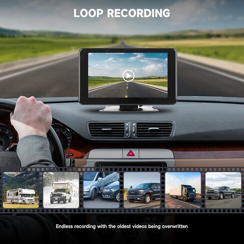 كاميرا احتياطية Wirleess - كاميرا احتياطية Rv مع تنبيه BSD - كاميرا احتياطية للرؤية الليلية للشاحنة.Rv مع شاشة 7 بوصات HD 1080P، وكاميرا عكسية مقاومة للماء IP69 للمركبات الترفيهية والمقطورة والكاميرات وسلامة المركبات in Kuwait