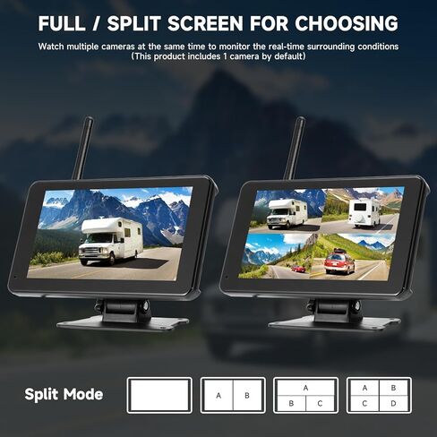 كاميرا احتياطية Wirleess - كاميرا احتياطية Rv مع تنبيه BSD - كاميرا احتياطية للرؤية الليلية للشاحنة.Rv مع شاشة 7 بوصات HD 1080P، وكاميرا عكسية مقاومة للماء IP69 للمركبات الترفيهية والمقطورة والكاميرات وسلامة المركبات in Kuwait