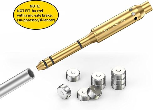 .22LR/.177 Cal/ 9mm /.375 Cal / .41 Cal / 40sw/10mm Red Laser Boresighter Bore Sight End Barrel Easy to Fit Revolvers Pistols Rifle and Air Guns with Batteries in Kuwait