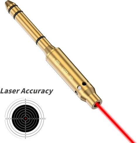 .22LR/.177 Cal/ 9mm /.375 Cal / .41 Cal / 40sw/10mm Red Laser Boresighter Bore Sight End Barrel Easy to Fit Revolvers Pistols Rifle and Air Guns with Batteries in Kuwait