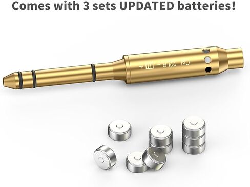 .22LR/.177 Cal/ 9mm /.375 Cal / .41 Cal / 40sw/10mm Red Laser Boresighter Bore Sight End Barrel Easy to Fit Revolvers Pistols Rifle and Air Guns with Batteries in Kuwait