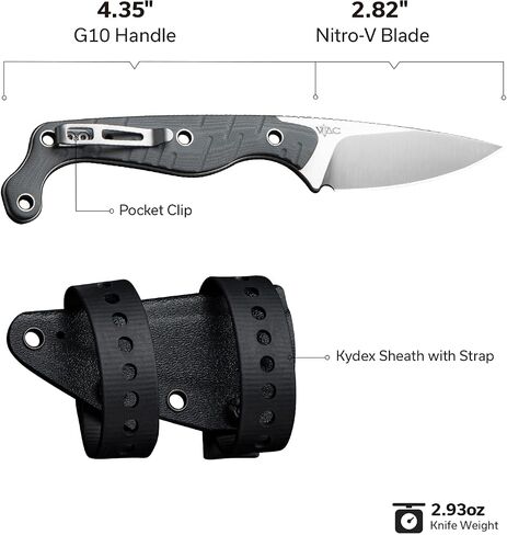CIVIVI SOKN EDC Fixed Blade Knife with Kydex Sheath, Full Tang Tactical Knife with 2.82" Nitro-V Blade G10 Handle for Survival Camping Hiking Hunting C22027-3 in Saudi Arabia
