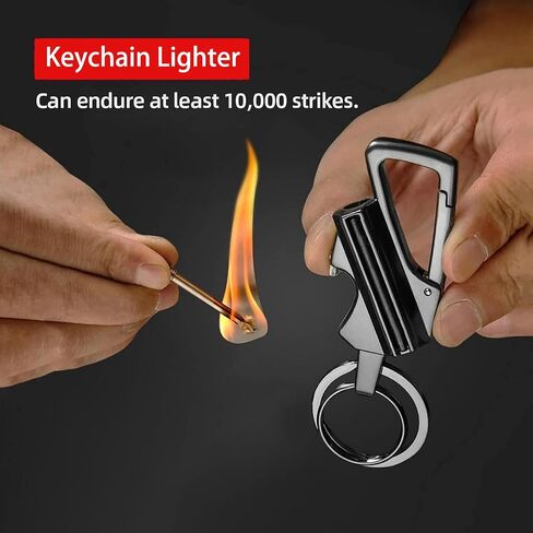 Permanent Match Infinity Lighter, Keychain Lighter with Multitool Keychain Bottle Opener, Reusable Matchstick, Forever Match for Outdoor Survival (Black*2) in Saudi Arabia