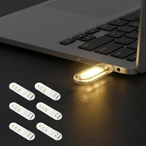 6 قطع من ضوء الليل USB - ضوء LED USB صغير متوهج دافئ، قابس محمول وعمل، لغرفة النوم والقراءة والمطبخ والمكتب والسفر in Saudi Arabia
