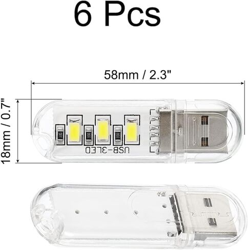 6 قطع من ضوء الليل USB - ضوء LED USB صغير متوهج دافئ، قابس محمول وعمل، لغرفة النوم والقراءة والمطبخ والمكتب والسفر in Saudi Arabia
