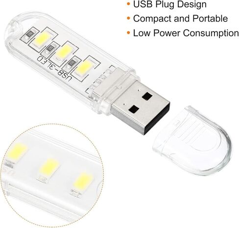 6 قطع من ضوء الليل USB - ضوء LED USB صغير متوهج دافئ، قابس محمول وعمل، لغرفة النوم والقراءة والمطبخ والمكتب والسفر in Saudi Arabia