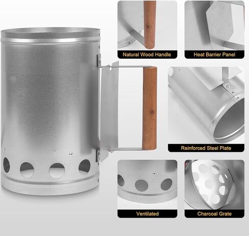 Chimney strater - Fire strater with Insulated Handle Design for Outdoor Barbecue, Suitable for Outdoor (Middle) in Saudi Arabia