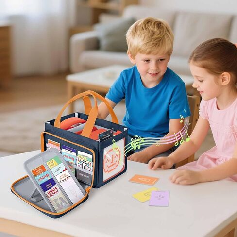 Carrying Case Compatible with Yoto Player (3rd Gen.) Bluetooth Audio Speaker, Card Holder up to 17 Cards, Travel Handle Bag with Clear Side Design for Viewing Player Display, Pink, Case Only in Saudi Arabia