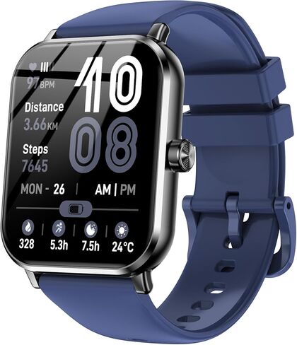 ساعة ذكية للرجال والنساء، شاشة لمس عالية الدقة 1.83 بوصة، مكالمات بلوتوث، مقاومة للماء حتى 5 ATM، أكثر من 130 وضعًا رياضيًا، متتبع الصحة واللياقة البدنية والنوم، مؤقت، ساعة لياقة بدنية لنظام Android/iOS، سوداء in Kuwait