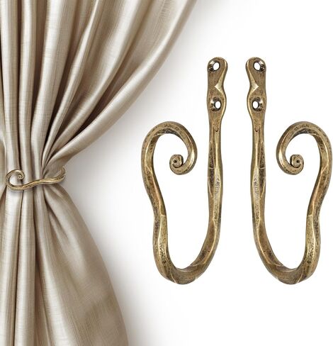 Curtain Holdbacks Hand-Forged Vintage Silver Curtain Tiebacks Wall Mounted, Heavy Duty Metal Curtain Hooks for Drapes for Living Room & Bedroom in Saudi Arabia