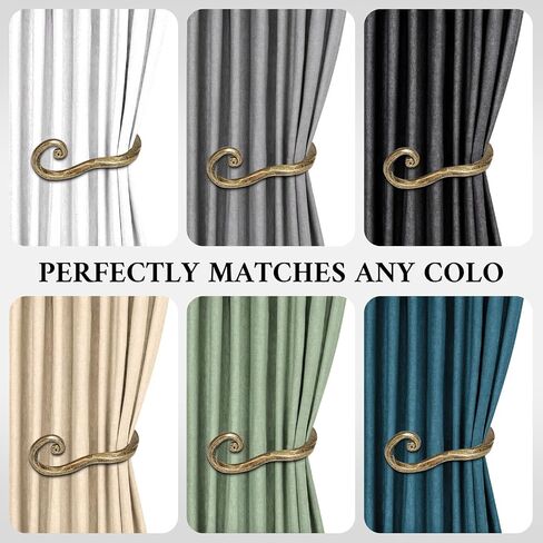 Curtain Holdbacks Hand-Forged Vintage Silver Curtain Tiebacks Wall Mounted, Heavy Duty Metal Curtain Hooks for Drapes for Living Room & Bedroom in Saudi Arabia