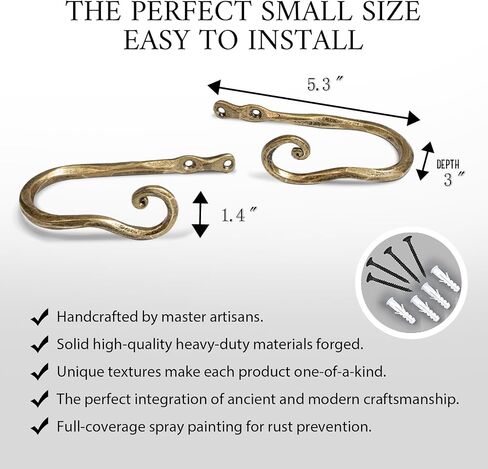 Curtain Holdbacks Hand-Forged Vintage Silver Curtain Tiebacks Wall Mounted, Heavy Duty Metal Curtain Hooks for Drapes for Living Room & Bedroom in Saudi Arabia