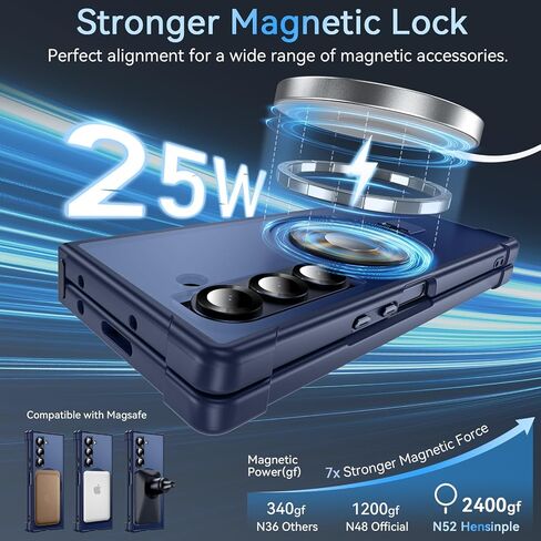 حافظة Hensinple لهاتف Samsung Galaxy Z Fold 6 مع حامل حلقي، [متوافقة مع MagSafe] [مقاس نحيف]، حافظة هاتف خلفية شفافة مضادة للصدمات لهاتف Z Fold 6، أسود in Kuwait