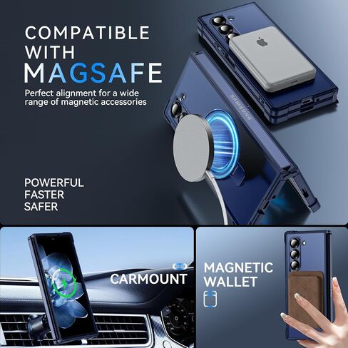 حافظة Hensinple لهاتف Samsung Galaxy Z Fold 6 مع حامل حلقي، [متوافقة مع MagSafe] [مقاس نحيف]، حافظة هاتف خلفية شفافة مضادة للصدمات لهاتف Z Fold 6، أسود in Kuwait
