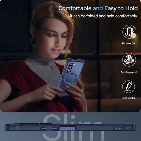 حافظة Hensinple لهاتف Samsung Galaxy Z Fold 6 مع حامل حلقي، [متوافقة مع MagSafe] [مقاس نحيف]، حافظة هاتف خلفية شفافة مضادة للصدمات لهاتف Z Fold 6، أسود in Kuwait