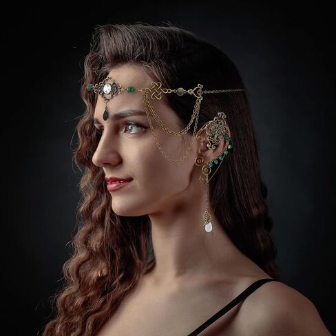 FRESHME Fairy Ear Cuffs and Headband- Elf Ear Cuffs Fairy Crown Renaissance Costume Halloween Renfaire Fairycore Accessories in Saudi Arabia