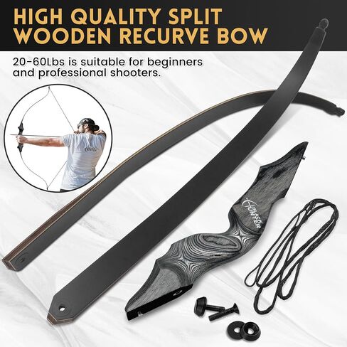 Obert Original Black Hunter Takedown Recurve Bow 60inch with Bamboo Core Limbs Archery Hunting Target Practice in Saudi Arabia