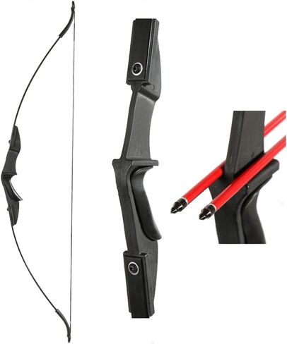 TOPARCHERY Archery 57" Takedown Youth Recurve Bow and Arrow Set Long Bow Kit with 6pcs Fiberglass Arrows for Beginner Teenagers Right Left Hand Black - Draw Weight 20lbs- 40lbs in Kuwait