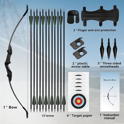 مجموعة قوس وسهم منحني، قوس رماية قابل للفصل للبالغين والأيدي اليسرى واليمنى 40 رطل/20 رطل مناسبة للبالغين/الشباب/المبتدئين في ممارسة الهواء الطلق in Kuwait