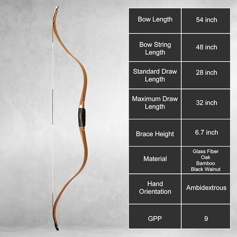 AF Archery 54" Tatar Recurve Bow Traditional Horse Hunting Bow 20-60lbs | Laminated Bamboo Core | Superior Accuracy | Beginner to Advanced | Target Shooting | Mounted Archery in Saudi Arabia