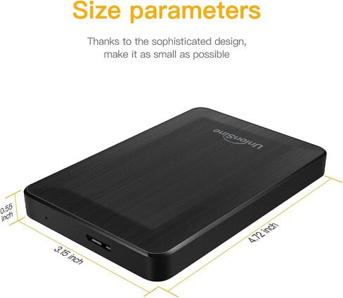 UnionSine 2.5" Portable External Hard Drive 1TB, USB 3.0 Type-C HDD Storage Compatible for PS4, Xbox, PC, Mac, TV, Desktop, Laptop(Black) HD3513 in Kuwait