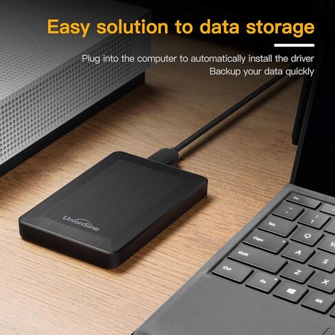 UnionSine 2.5" Portable External Hard Drive 1TB, USB 3.0 Type-C HDD Storage Compatible for PS4, Xbox, PC, Mac, TV, Desktop, Laptop(Black) HD3513 in Kuwait