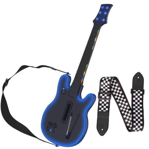 وحدة تحكم جيتار لاسلكية من Lyvix لأجهزة PS4/PS3/PC - متوافقة مع Guitar Hero وRock Band وClone Hero وFortnite Festival، مع حزام وإضاءة RGB ومقبس صوت in Kuwait