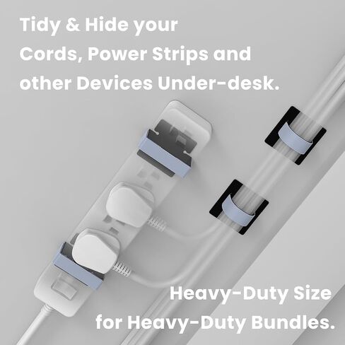 Under Desk Cord Management Straps, Adhesive-Backed Heavy-Duty Reusable Mounting Straps, Cable Management, Self Adhesive Hook and Loop Strap Set, for Large Cord Bundles, Power Strips & Devices in Saudi Arabia