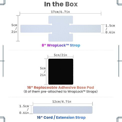 Under Desk Cord Management Straps, Adhesive-Backed Heavy-Duty Reusable Mounting Straps, Cable Management, Self Adhesive Hook and Loop Strap Set, for Large Cord Bundles, Power Strips & Devices in Saudi Arabia