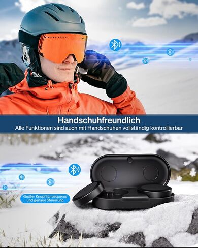 Doohoeek 2025 Ski Helmet Headphones, True Wireless Earbuds for Audio-Ready Helmets, Bluetooth Headsets with Charging Case & LED Display & IPX5 Water-Resistant, Glove-Friendly Controls in Saudi Arabia