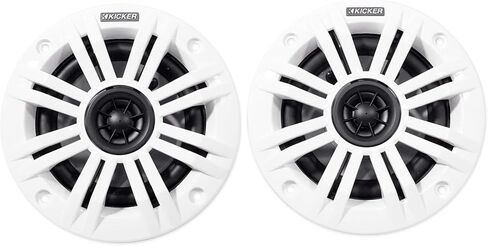 مكبرات صوت بحرية محورية مقاس 4 بوصات (100 ملم) من Kicker KM4 مزودة بمكبرات صوت عالية مقاس 1/2 بوصة (13 ملم) و2 أوم وشبكات فحمي وأبيض (متجددة) in Saudi Arabia
