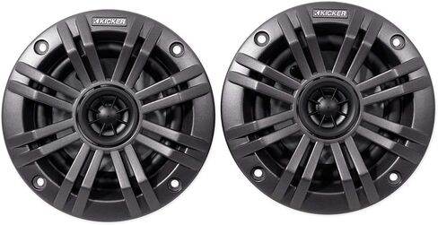 مكبرات صوت بحرية محورية مقاس 4 بوصات (100 ملم) من Kicker KM4 مزودة بمكبرات صوت عالية مقاس 1/2 بوصة (13 ملم) و2 أوم وشبكات فحمي وأبيض (متجددة) in Saudi Arabia