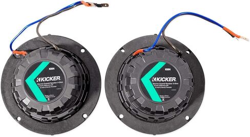 مكبرات صوت بحرية محورية مقاس 4 بوصات (100 ملم) من Kicker KM4 مزودة بمكبرات صوت عالية مقاس 1/2 بوصة (13 ملم) و2 أوم وشبكات فحمي وأبيض (متجددة) in Saudi Arabia