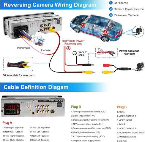 Single Din Car Stereo with Apple CarPlay & Android Auto, 6.36 Inch HD Touch CarPlay Screen, Backup Cam,Bluetooth, USB Type-C, SWC, EQ, FM Radio (with External Mic) in Kuwait