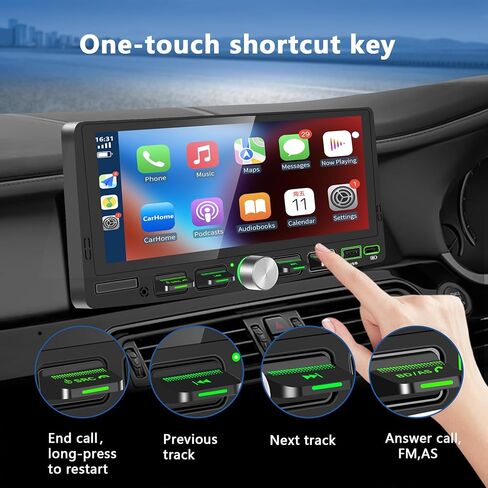 Single Din Touchscreen Radio with Wireless Apple CarPlay & Android Auto, 6.9" IPS Car Stereo with Bluetooth, Mirror Link, FM/AM,EQ, USB/Type-C, SWC, HD Backup Camera, Microphone for Car Audio Upgrade in Kuwait